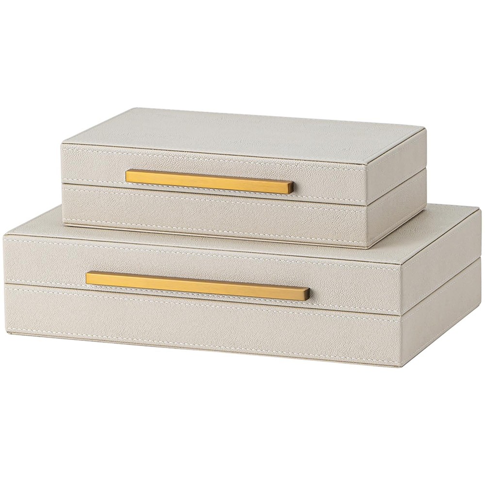 Faux Leather Large Modern Stackable Nesting Jewelry Box with Lids Organizer R