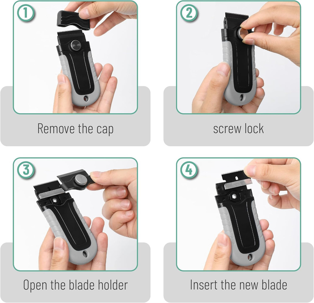 Bates- Razor Blade Scraper, Razor Scraper Set with 10 pcs Extra Blades, Window S