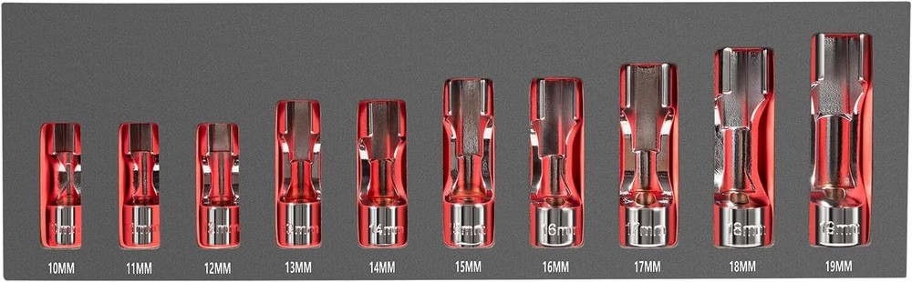 12030 Flare Nut Socket Set, 3/8" Square Drive Socket Wrench Set, 10-19mm (10PCS)