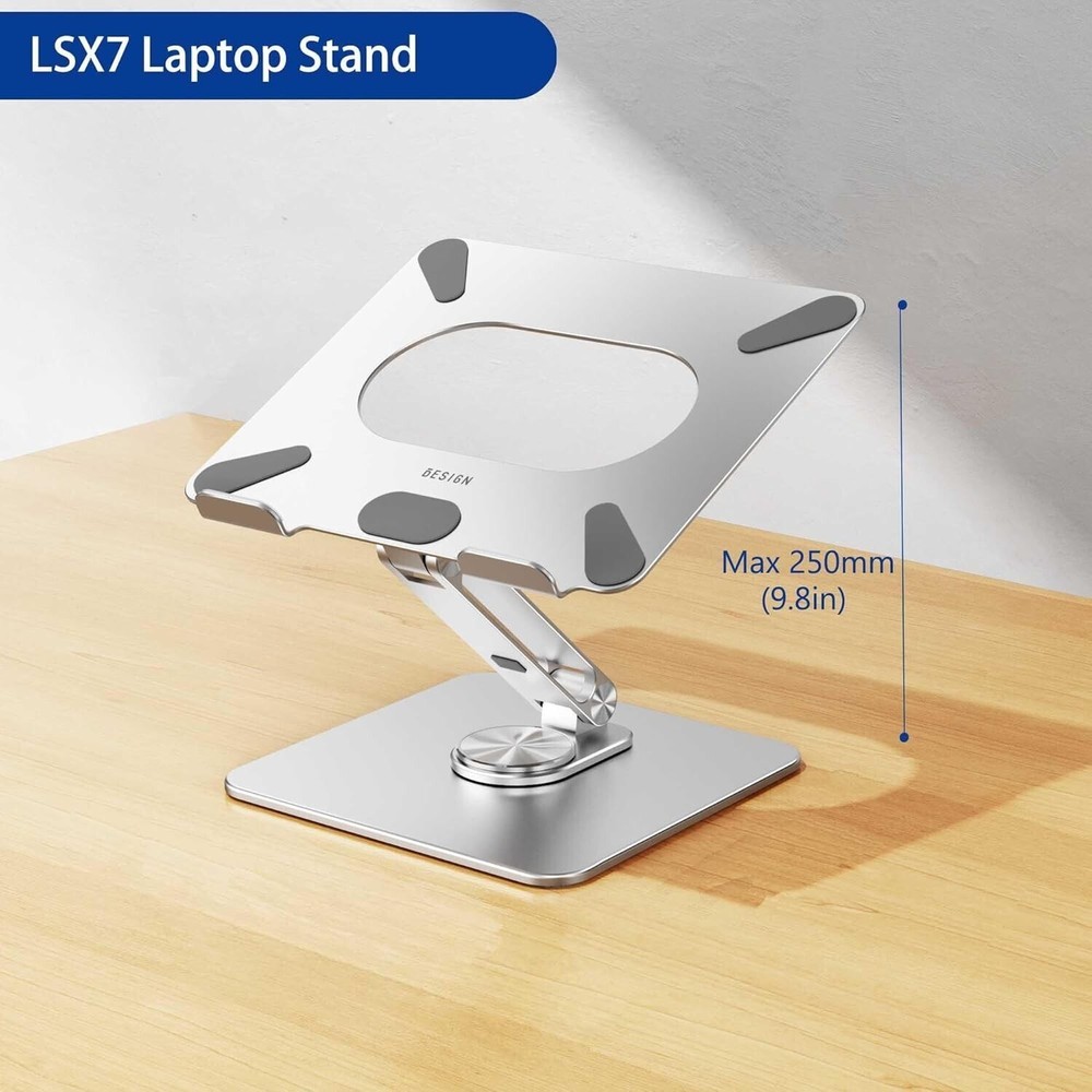 BESIGN LSX7 Laptop Stand with 360° Rotating Base, Ergonomic Adjustable Notebook