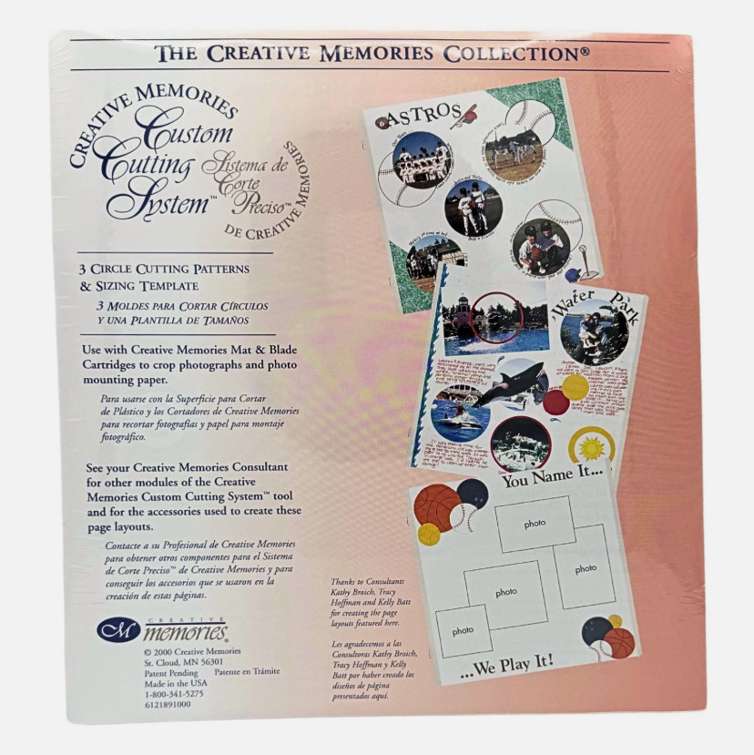 NEW Creative Memories Custom Cutting System Patterns Templates Circles & Ovals