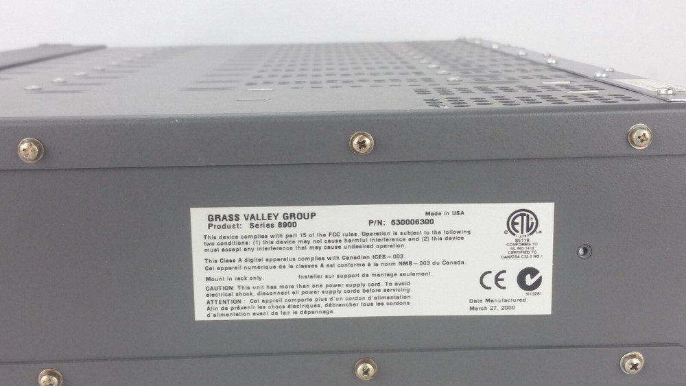 Grass Valley Group 8900 Series Signal Processing System W/ Carts