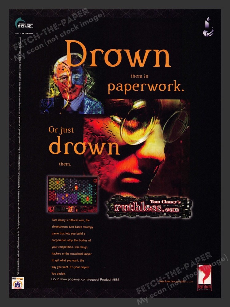 1998 Tom Clancy's Ruthless Video Game Print Ad