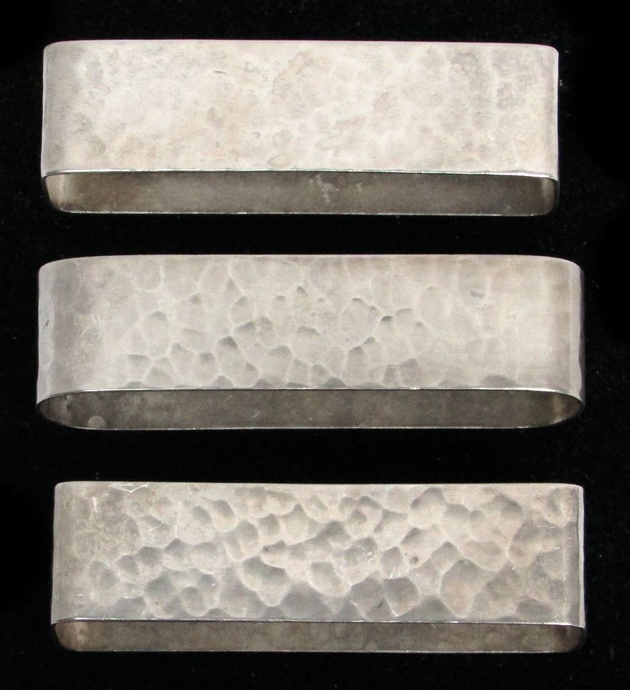 3 HAND WROUGH E.H.B. LONG RECTANGLE OVAL NAPKIN RINGS