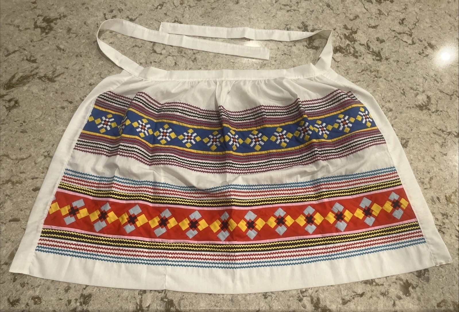 Vintage Seminole Native American Handmade Geometric Patchwork Apron Beautiful