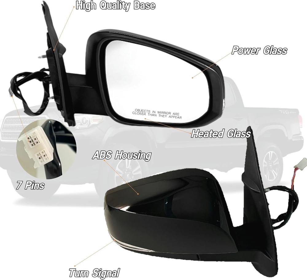 Right Passenger Side Mirror Compatible with R-Passenger Side, Gloss Black