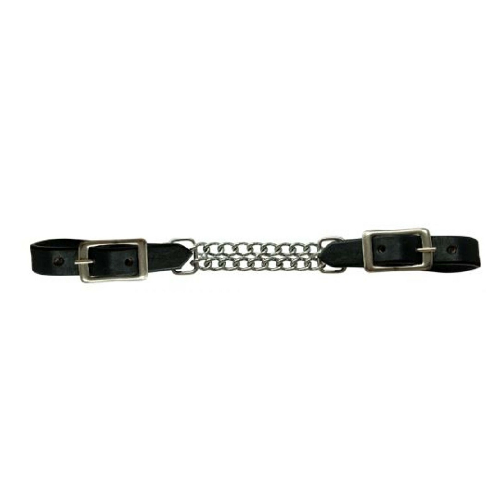 Leather curb double chain strap by Saddles & Such