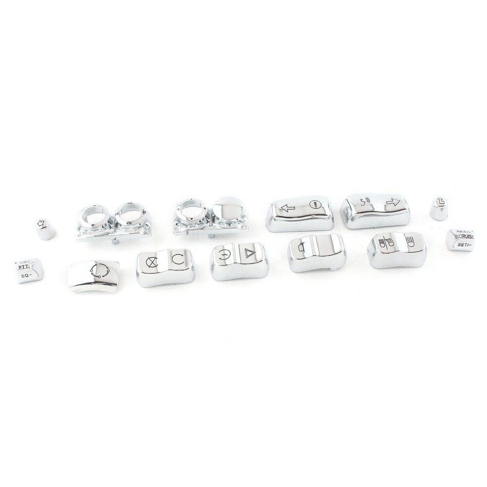 13pcs Chrome Hand Control Switch Housing Button Cap For Harley Touring 2014-2023
