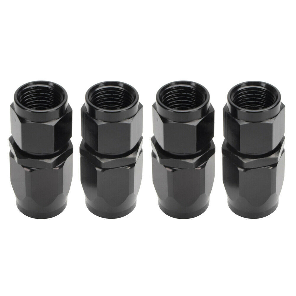 4PCs 6AN AN6 -6AN BLACK STRAIGHT SWIVEL FUEL OIL HOSE END FITTINGS