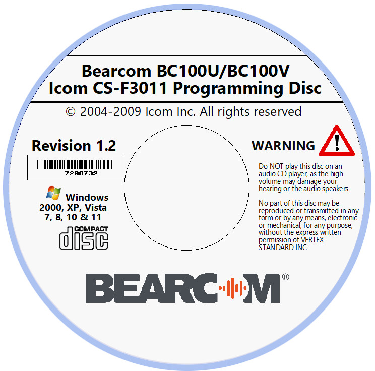 Bearcom BC100U/BC100V  ProgrammingSoftware (Icom CS-F3011 Rev. 1.2)