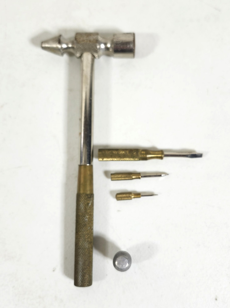 Toolmaker Produced Brass Head Hammer with Screwdrivers Inside Handle