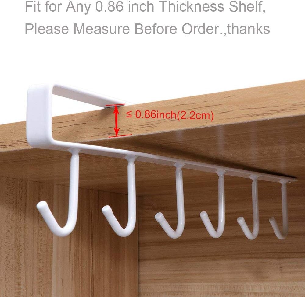 2pcs Mug Hooks Under Cabinet Cups Storage Hook Multifunction Self Adhesive