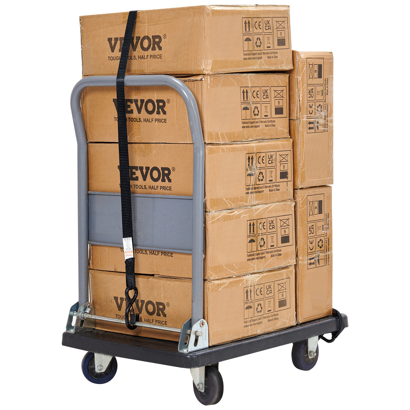 VEVOR 4 Pack 1"x 15' Ratchet Straps Tie Down Straps Heavy Duty w/ S-Hooks