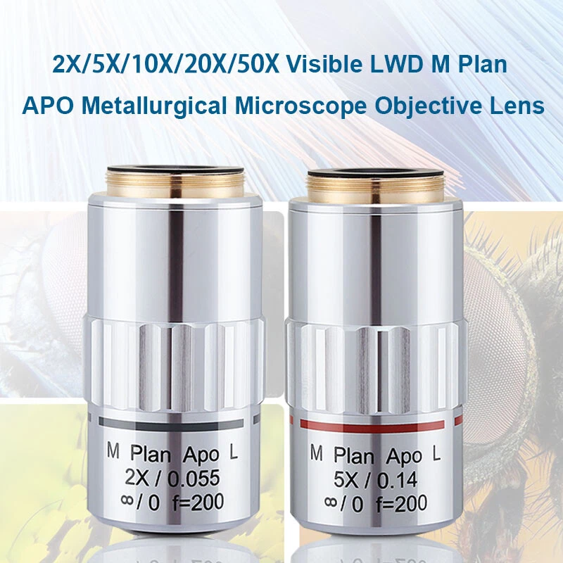 M26 95mm Visible LWD M Plan APO Metallurgical Microscope Objective Lens 2X-50X