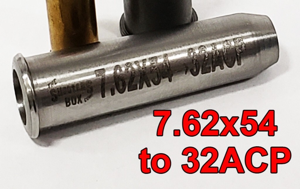 7.62x54 to 32ACP Caliber Adapter -Stainless - Free Case and Free Shipping!