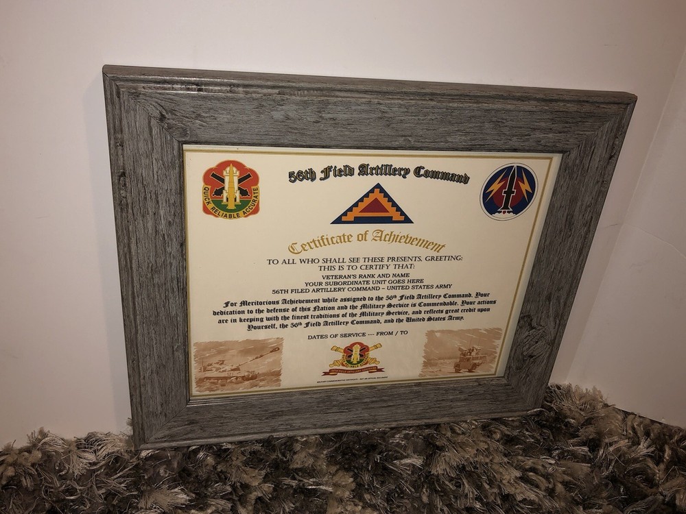 56TH FIELD ARTILLERY COMMAND / BRIGADE - COA / (COMMEMORATIVE CERTIFICATE)