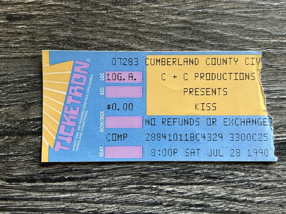 KISS TICKET STUB North Carolina 1990 Hot In The Shade Concert Tour Vintage Kiss