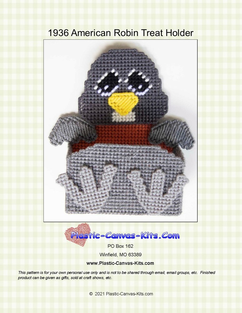 American Robin Bird Treat Holder- Plastic Canvas Pattern or Kit