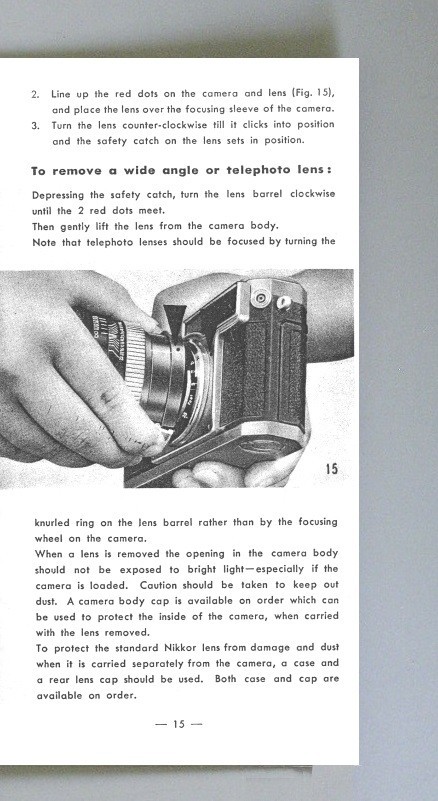 Nikon SP Camera Instruction Manual Reprint