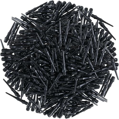 200 Pack 2BA Thread Soft Tip Dart Points Plastic Replacement Dart Tips Black