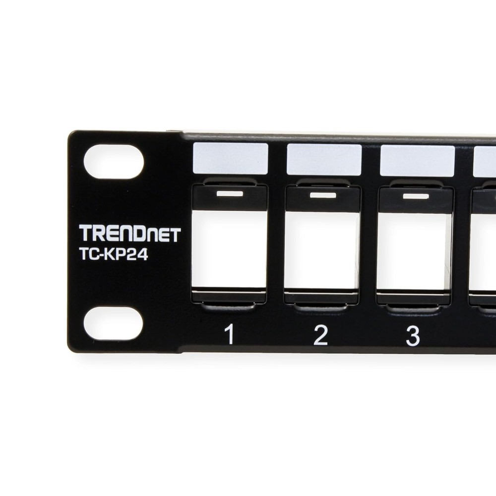 24-Port Blank Keystone Patch Panel for Cat6 Jacks, 1U Rack