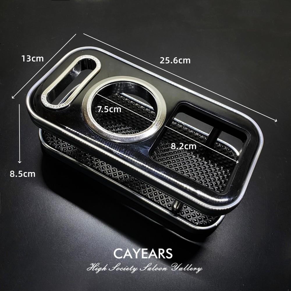 JDM Chrome Brim Wood Grain Large VIP Cup Holder Drinks Car Instrument Desk Table