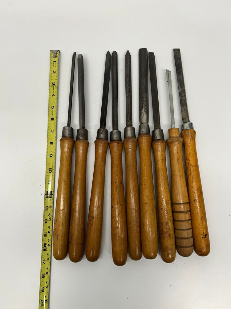 9 Assorted Vtg Chisels Gouges Wood Working Hand Tools Mostly Disston