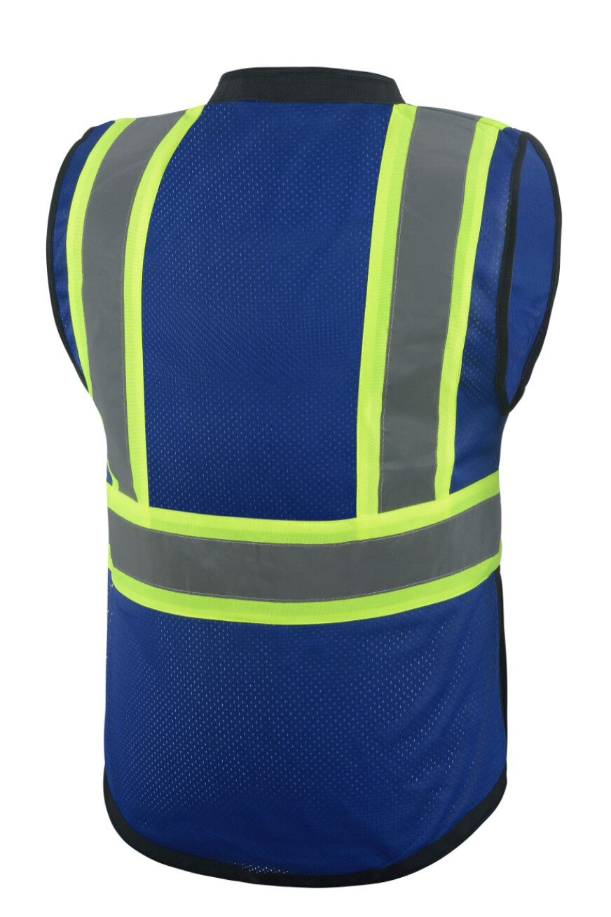 Surveyor Blue/Black Two Tones Safety Vest, ANSI/ ISEA Photo ID Pocket (802BL)