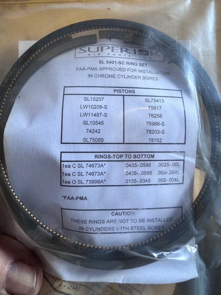 LYCOMING RING SET, SL 5401-SC, NOS PART.
