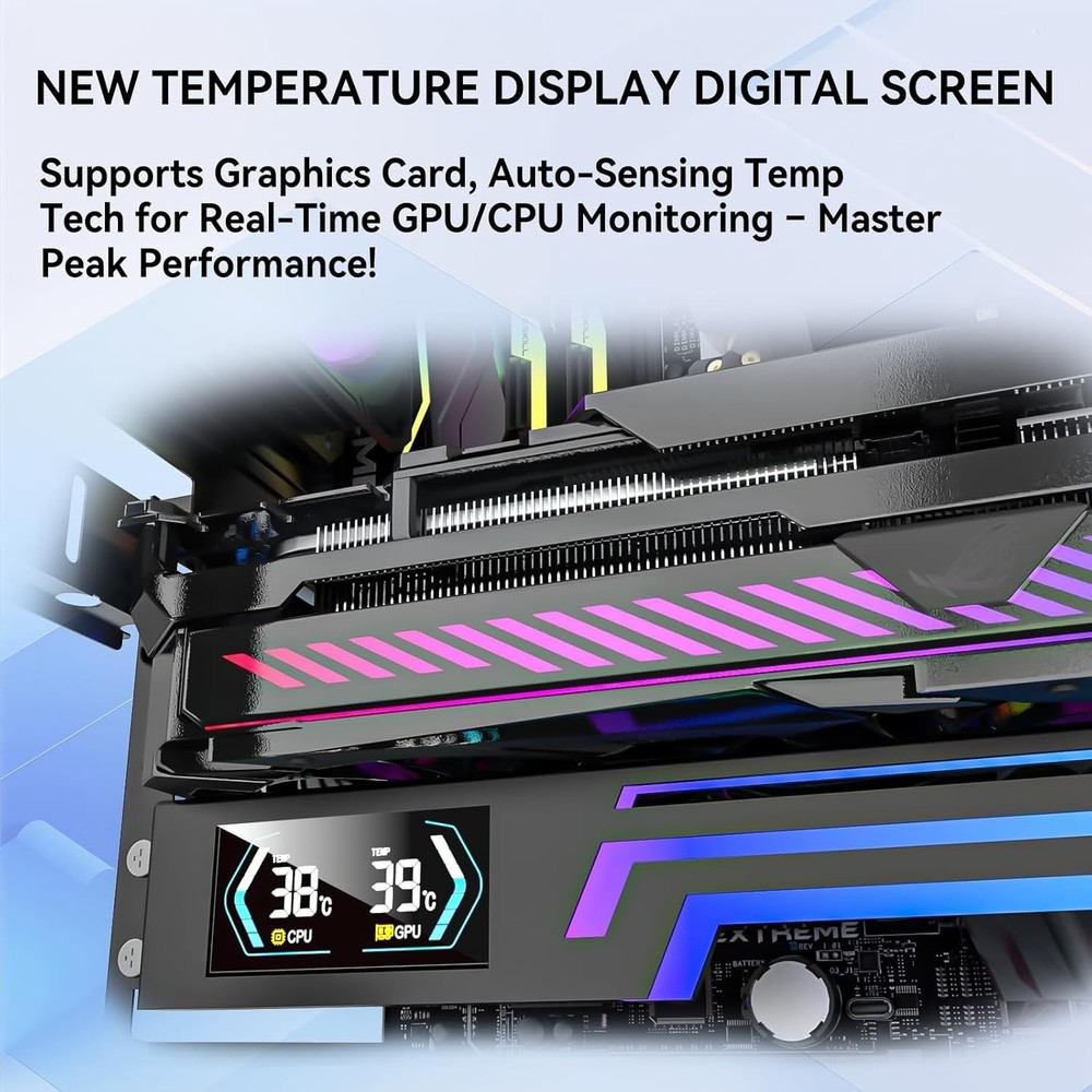 ARGB GPU Support Bracket with CPU & GPU Temp Display, Universal Graphics Card Su