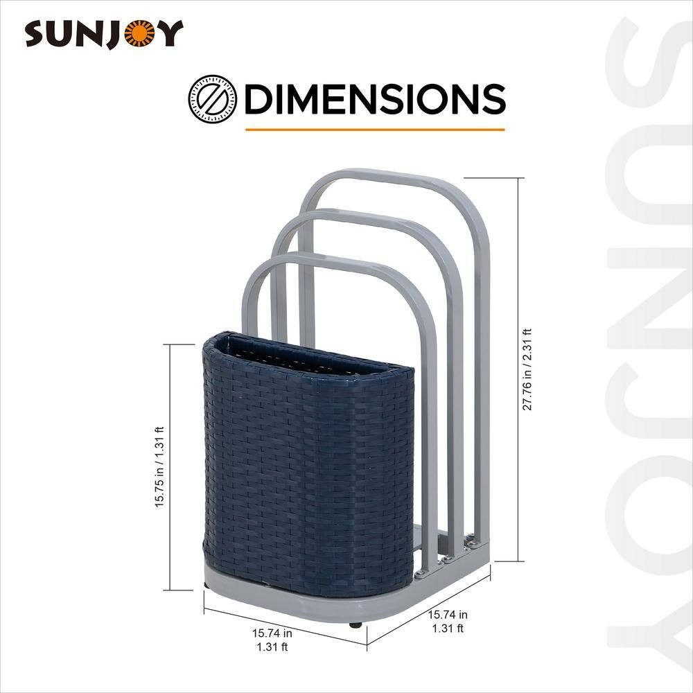 16 In. Rust-Proof Aluminum Pool Float Storage Rack, Wicker Poolside Floating Sto