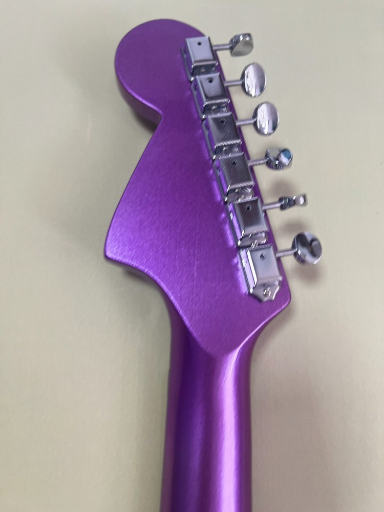 Jazz style electric guitar purple gradient solid silver hardware