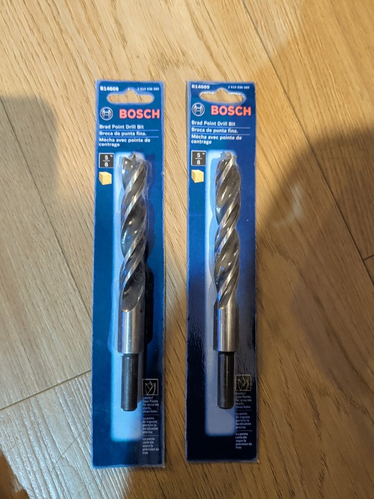 (2) Bosch 5/8" Brad Point Drill Bits