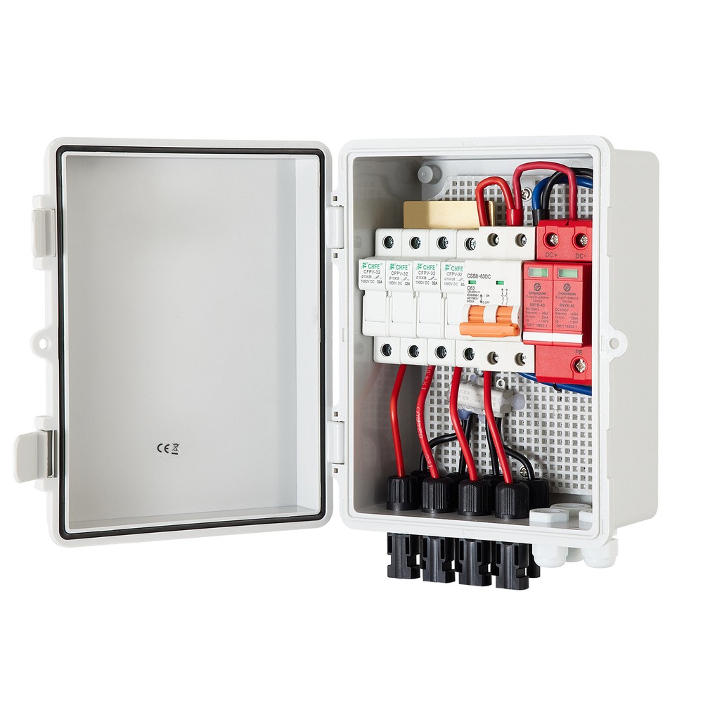 VEVOR Solar PV Combiner Box 4 String 15A for Solar Panel System ABS Case IP65