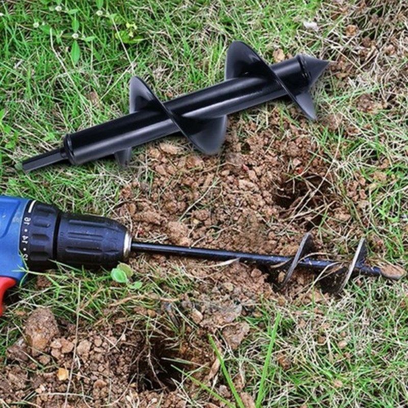 2pcs 1.97"+3.15" Garden Auger Drill Bit Ground Spiral Hole Digger Bulb Planting