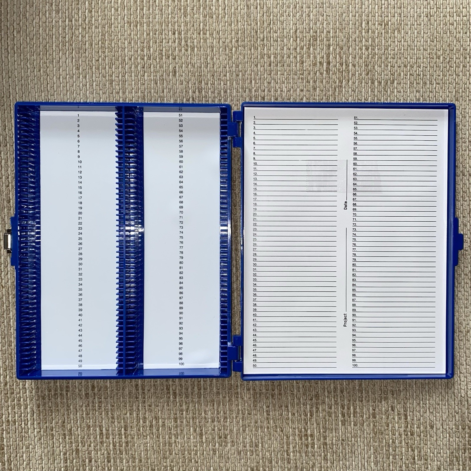 (10) Bundle Heathrow Scientific 100-Place Microscope Slide Boxes BLUE