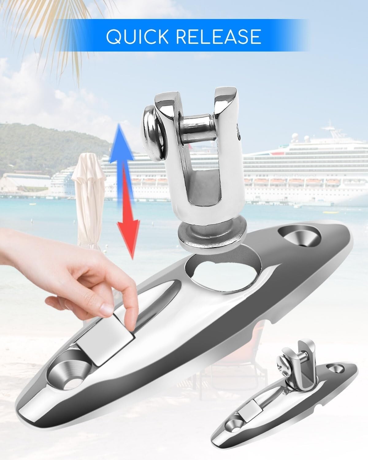 Boat Bimini Top Quick Release Swivel Hinge Deck side mount Stainless Steel 2 pcs