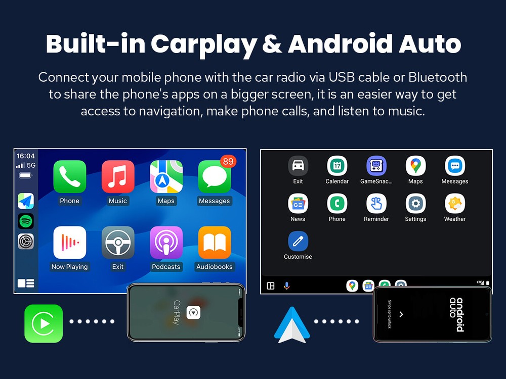 8 Inch Single Din 8+128GB Head Unit Support Backup Camera Wireless Android Auto