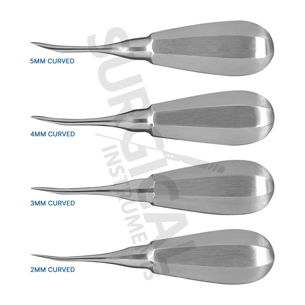 4 Curved Luxating Elevators Set Dental Oral Instruments Stainless German Grade