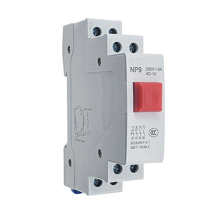 Din Rail Mounting Momentary Push Button Switch Normally Open/ Closed 2NO 2NC NP9