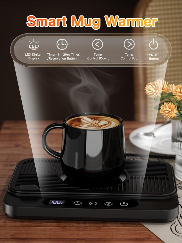 Coffee Mug Warmer, 50W Large Heating Panel Mug Warmer with 6-Temp Settings, 8...