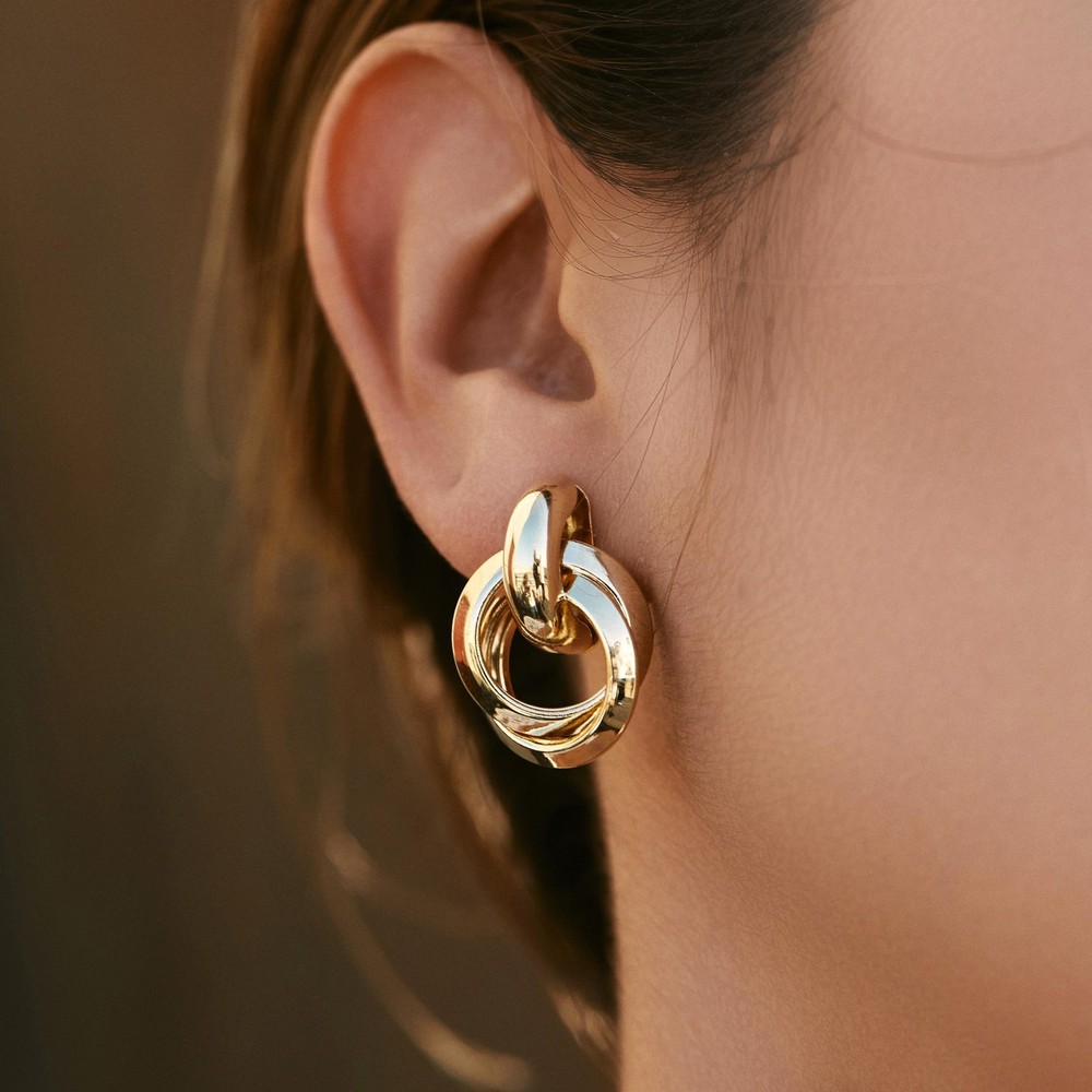 Chunky Statement Earrings for Women Knot Link Circle Geometric Drop Dangle Ea...