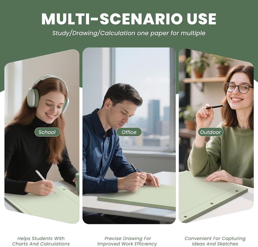 Engineering Paper 8.5 X 11, 100 Sheets Top Glue Binding Engineering Notebook, 5X