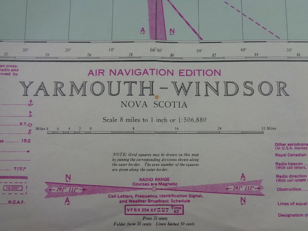 WW2 (1945) "RESTRICTED" RCAF Map "ACTIVE AIR DEFENCE ZONE - OFFICIAL USE ONLY"