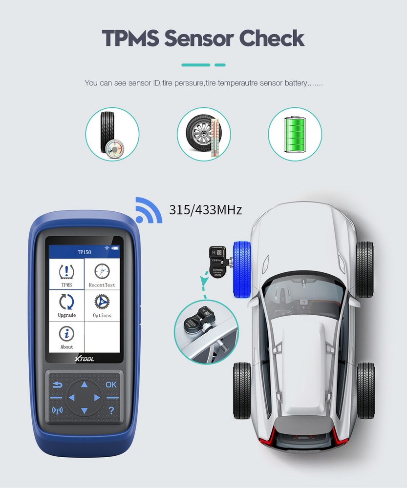 XTOOL TP150 Car TPMS Scanner Tire Check Relearn TPMS Diagnostic Programming Tool