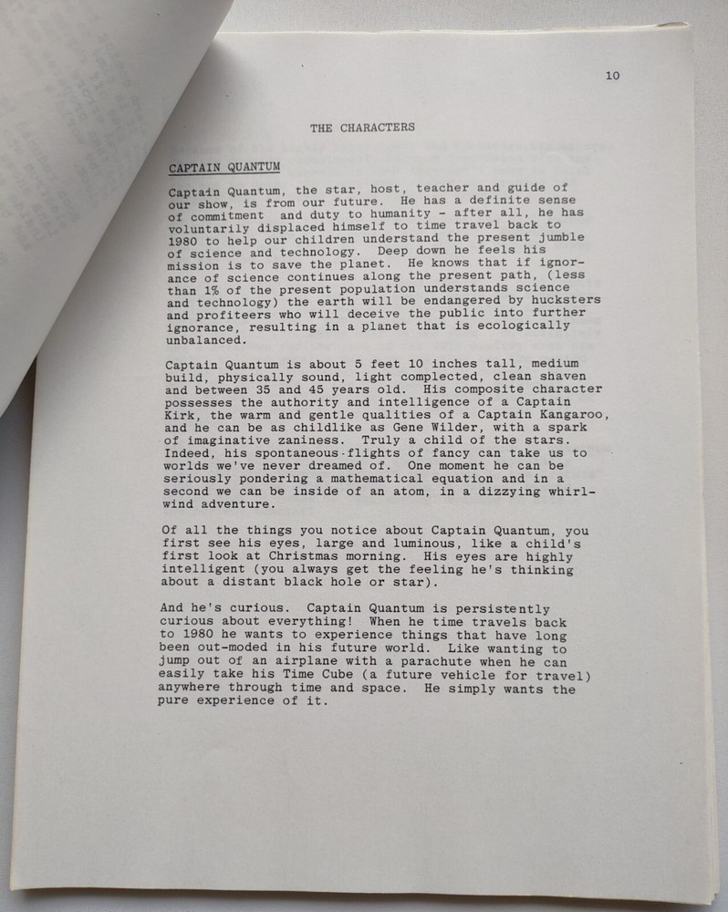 Captain Quantum Television Show Proposal script by Fred Alan Wolf physicist 1979