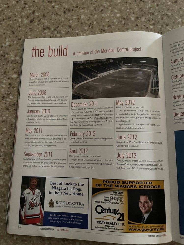 Niagara Icedogs First Game Meridian Centre Program 10-16 2014 *2014/15 Yearbook