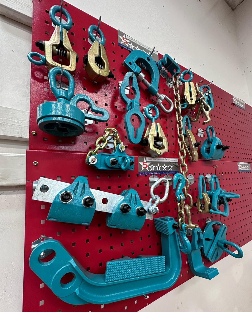 22 PIECE AUTO BODY FRAME MACHINE PULLING TOOLS & CLAMPS VALUE SET