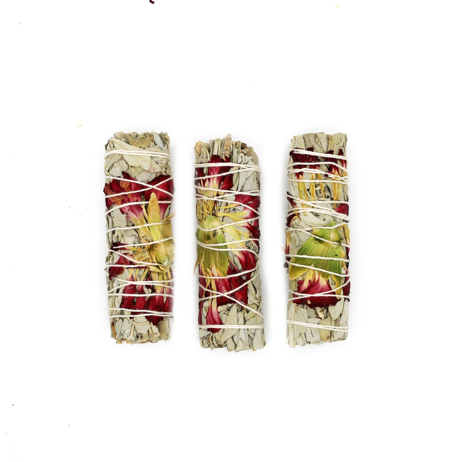 3 Pack Spring Morning Floral White Sage Smudge Sticks with Flowers and Guide