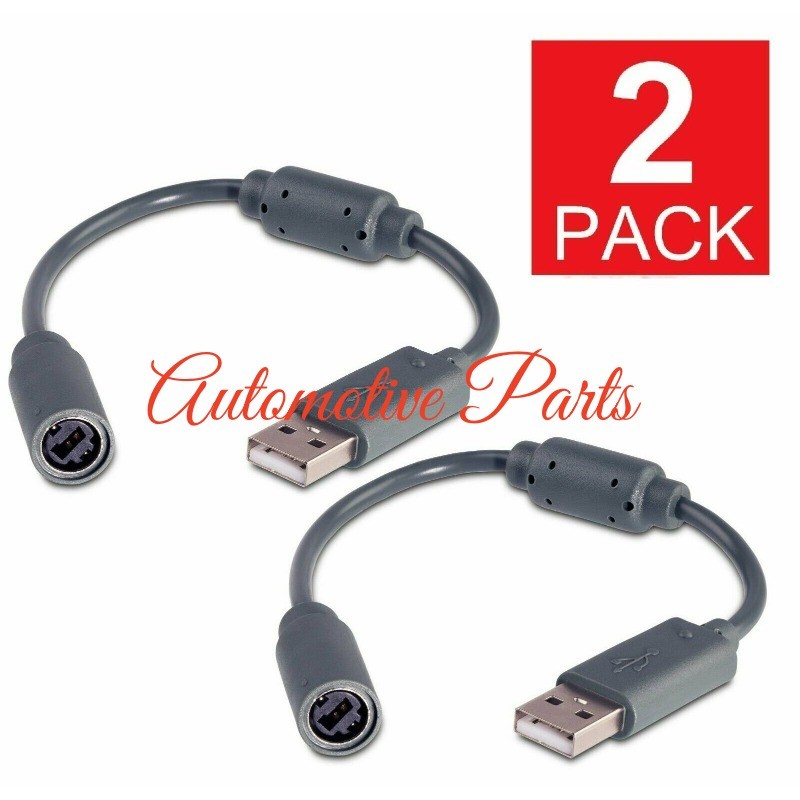 2x USB Breakaway Dongle Cable Cord Adapter For Xbox 360 PC Wired Controller